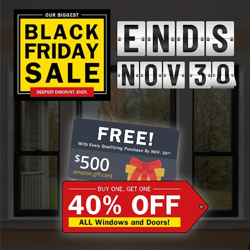 RBA special nov 2021 Renewal By Andersen Black Friday Special: Buy one get one 40% off, $500 free amazon gift card, no interest financing for 24 months